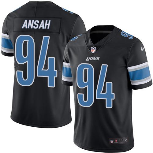 Nike Lions #94 Ziggy Ansah Black Men's Stitched NFL Limited Rush Jersey